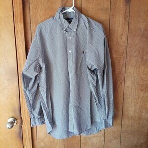 Ralph Lauren Golf Button Down Shirt Mens L Blue White Check Long Sleeve